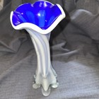 Murano Style Hand Blown Tree Trunk Vase Blue and White — photo 2