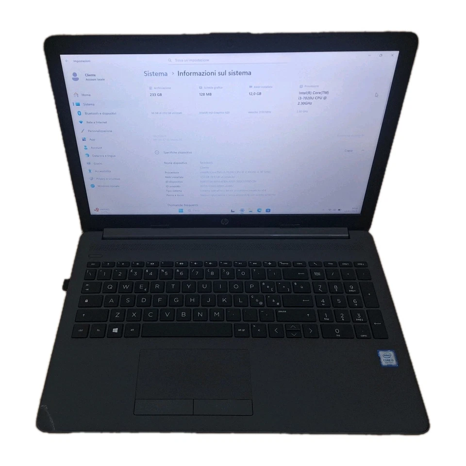Portatile HP 250 G7 Intel 7TH, RAM 12Gb, SSD 250Gb, Wi-Fi + Bluetooth, Win11 PRO - Immagine 2 di 4