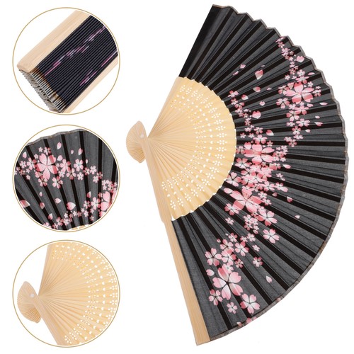 Cherry Blossom Silk Cloth Folding Fan Women's Handheld Fans for Wedding - Bild 11 von 12