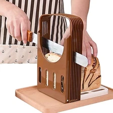 TCOTBE, Foldable Compact Bread Slicing Guide - Bake Slicer Cutter for Brown 