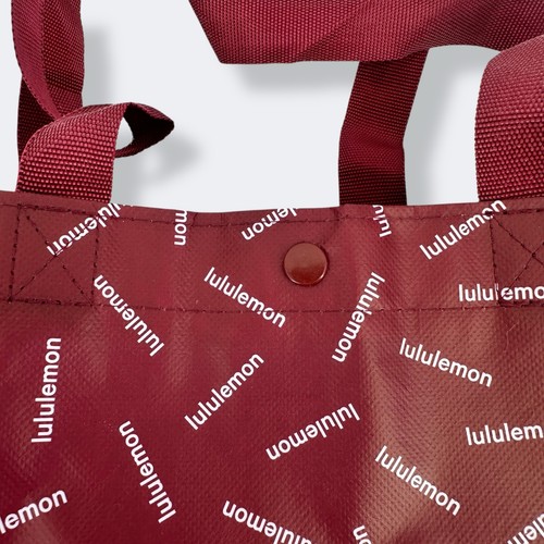 Lululemon rot weiß 2er Set mittelgroße wiederverwendbare Einkaufstaschen Druckknopfverschluss - Bild 2 von 4
