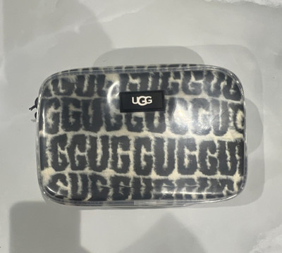 UGG Makeup Bag Black White Animal Print Zippered Cosmetic Travel Organizer Pouch