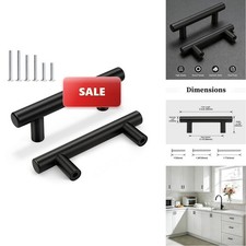 Gobrico 30 Pack 2-1/2" 64mm Hole Center Cabinet Handles, Black Cabinet Pulls