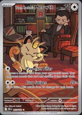 Pokemon TCG Team Rocket's Meowth 203/182 Sv10: Destined Rivals Holo