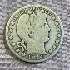 1914-S Barber Half Dollar Average Circ 90% Silver low mintage
