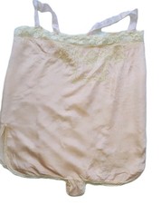 1920's Silk Step-in Chemise Pink Delicate Shirring Lace 44" Bust Small Flaws