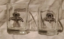 Crown Royal Whiskey Squared Shot Glass w/ Silver Crown on Pillow Logo (SET OF 2)
