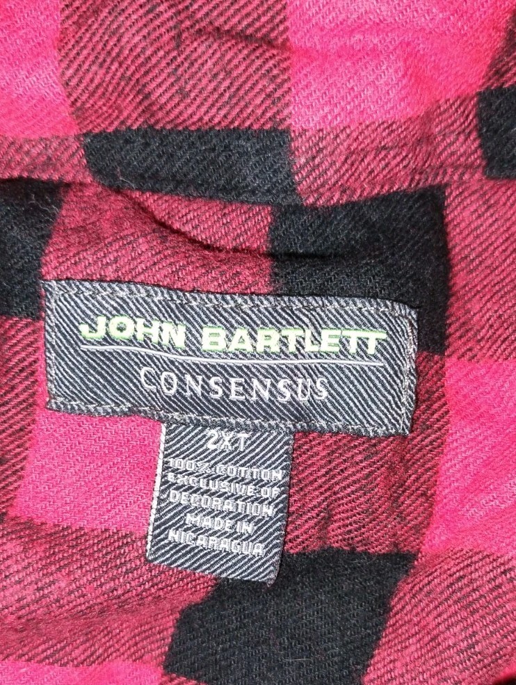 John Bartlett Consensus Red Black Plaid Colored B… - image 2
