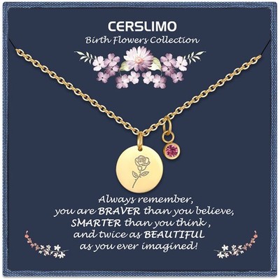 Birthday Gifts for Her Birth Flower Necklaces, 18K Gold Plated Dainty June Birth