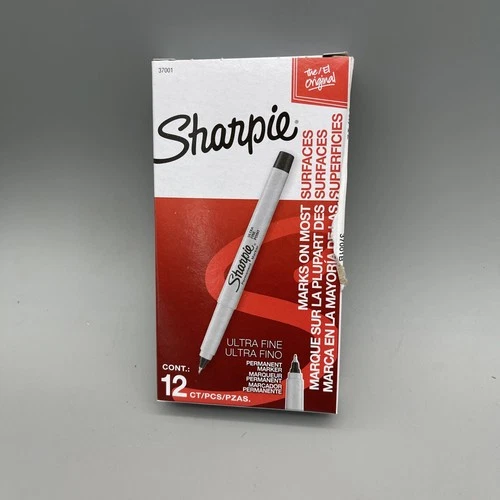 Sharpie Permanent Ultra-Fine Point Markers Black 12 PACK 37001 New
