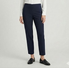 Talbots Chatham Ankle Pants 12 Navy Blue Side Zip Bi-Stretch Slim Leg Office