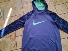 NIKE Dri-Fit Fleece Sweatshirt Hoodie Women's Size MEDIUM Purple Teal Swoosh
