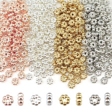 720Pcs 4 Colors Daisy Spacer Beads 6Mm Gold Silver Rhodium Plated Metal Flower L