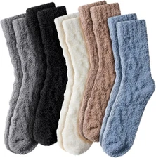 fauson Fuzzy Socks for Women, Fluffy Socks Womens, Cozy Slipper Sock for Women, 