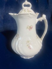 Antique Victorian Porcelain Chocolate / Coffee Pot | Pink Roses & Gilt unmarked