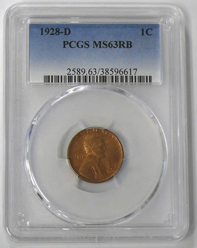 1928-D MS-63 RBLINCOLN CENT - PCGS GRADED - NICE RED CENT, SEE PICTURES