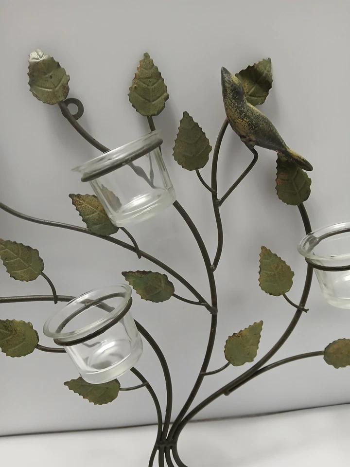 Candelabro de metal rústico para pájaros decoración de pared  Foto 3 de 4