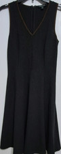 Lauren Ralph Lauren Black Knit Fit & Flare Dress V-Neck Sleeveless Zip XS