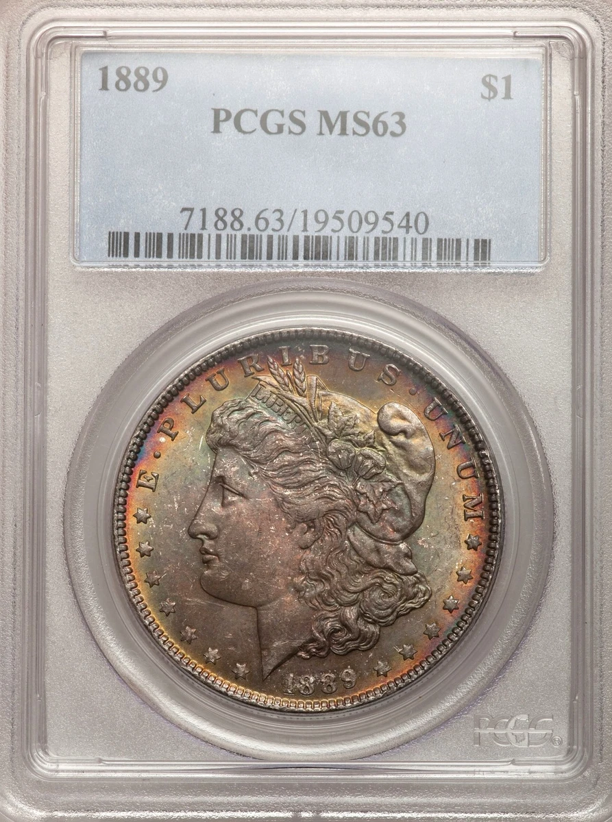 PCGS Certified MS 63 Graded 1889 Year Morgan US Dollars (1878-1921