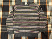 Vintage 80s IZOD 100 Wool Sweater Pullover Size XL Grandpa Style Pattern Gray