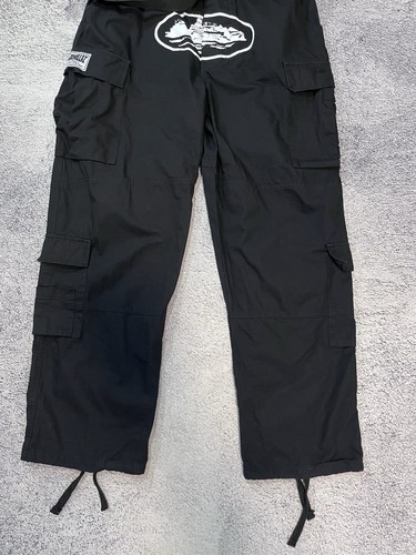 Corteiz 4Starz Guerillaz Cargos Pants XL Black White Belt Cotton Limited Edition - Picture 6 of 13