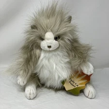 Folkmanis Fluffy Cat Full Body Hand Puppet Plush Kitten Long Fur Mouth Opens