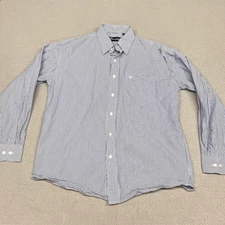 Davidoff Cigars Shirt Mens 44 Blue Striped Cotton Button Down Classic Preppy