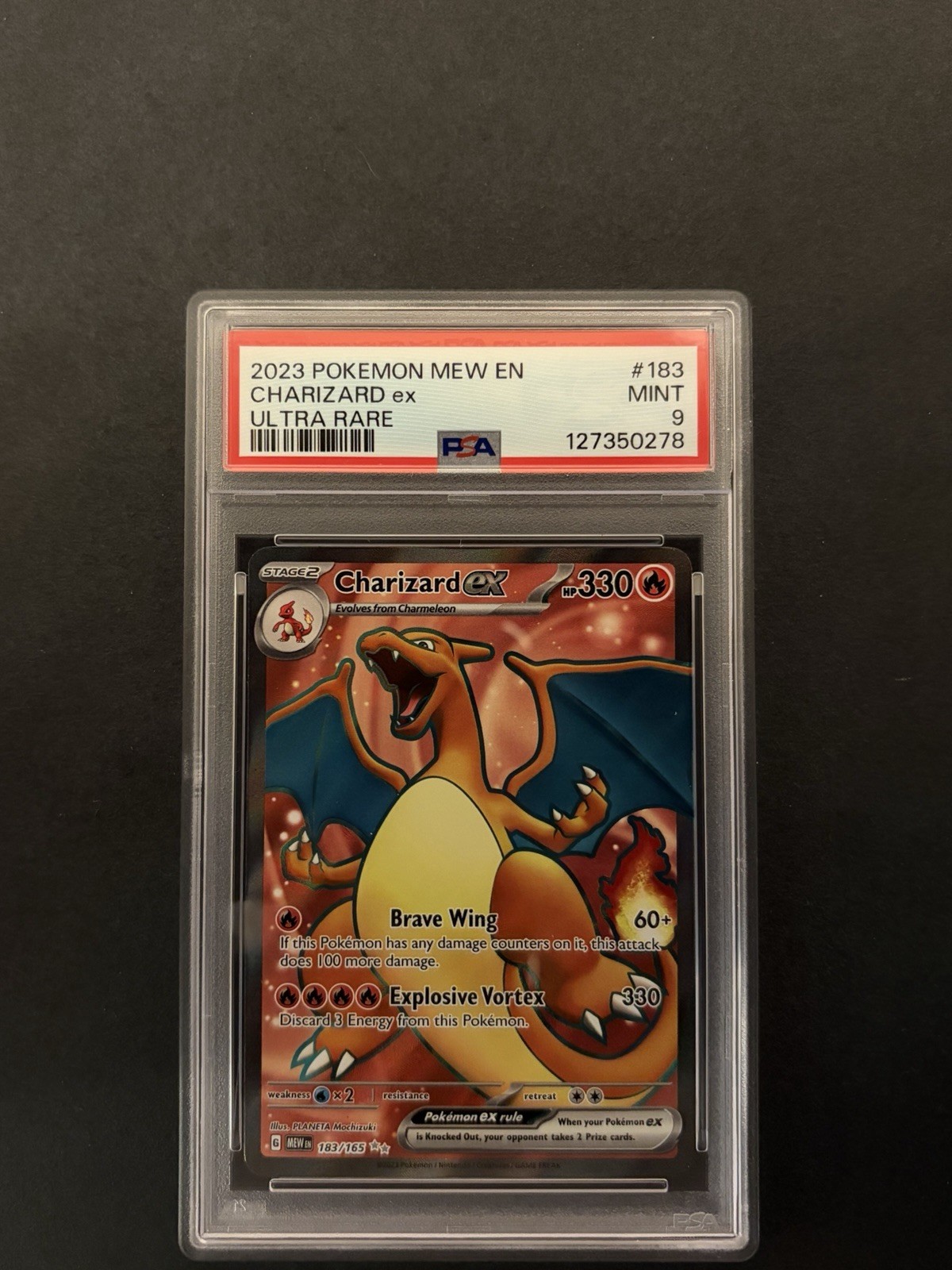 Pokémon TCG Charizard EX 183/165 Scarlet & Violet 151 Card PSA 9