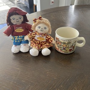 Campbells Alphabet Soup Dolls Boy & Girl Set W/mug Beanie Plush Vintage