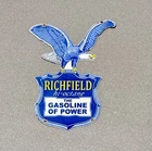 VINTAGE 12” RICHFIELD EAGLE GASOLINE PORCELAIN SIGN GAS OIL CAR TRUCK MOTORCYCLE