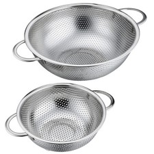 Stainless Steel Colander, Micro-Perforated Food Strainer with Handle for Wash