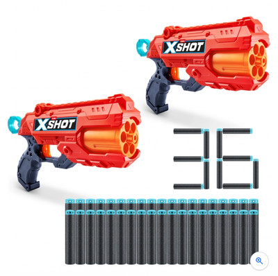 XSHOT by ZURU Excel Reflex 6 Blaster mit 36 Darts 2er Pack Doppelpistole Spielset Spielzeug