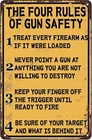 The Four Rules of Gun Safety Vintage Tin Metal Signs Gun Room Decor Rustic Signs