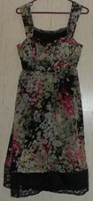 NEW WOMENS Candies FLORAL W/ BLACK LACE LINED DRESSY DRESS SIZE M