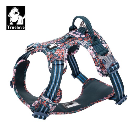 Dog Harness Truelove Floral Flower No-Pull Adjustable Blue Red Pink XS S M L XL - Picture 26 of 32
