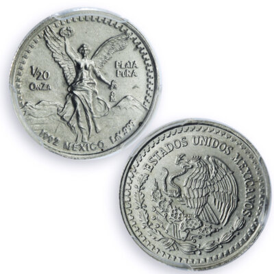 [PCGS]メキシコ1991年独立の天使1onzaLibertad銀貨 9361 Mexico 1/20 onza Libertad Angel of Independence MS69 PCGS