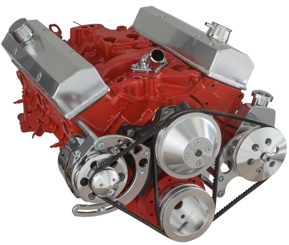 Kit de correa en V Chevy bloque pequeño SBC 283 302 305 350 400 bomba de agua larga LWP Foto 3 de 3