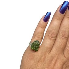 Raw Rough Peridot Ring Size 5.5 Solid Sterling Silver 925 Natural Stone Green