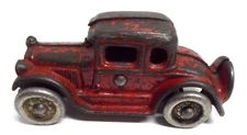Vintage A.C. Williams Cast Iron Coupe w/ Spare Tire & Nickel Wheels, c 1920s