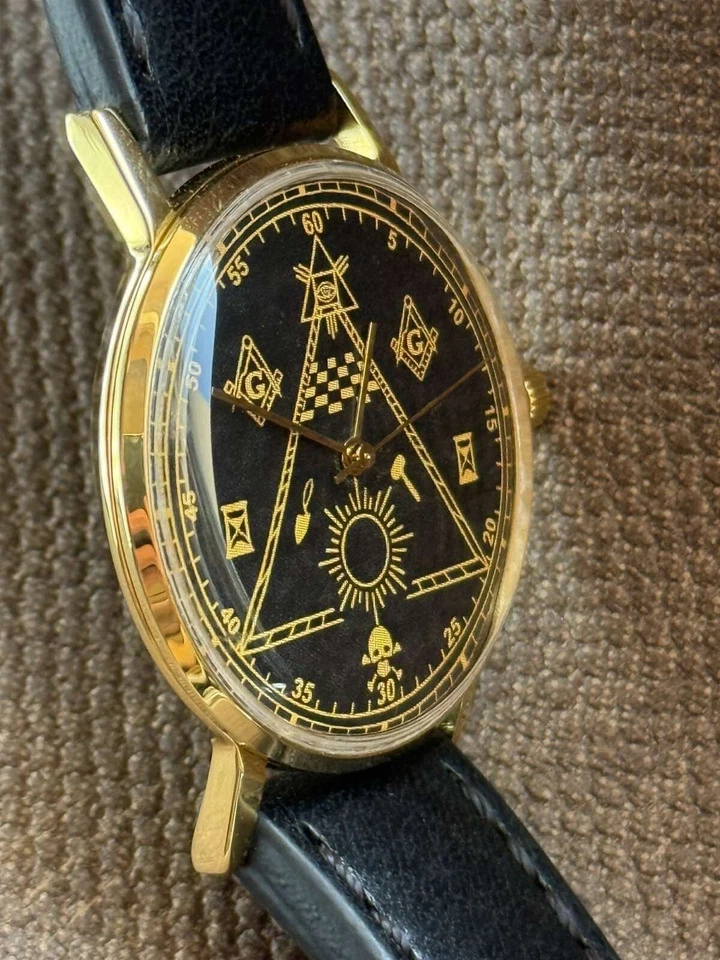 Vintage Relógio Maçônico Mecânico Poljot URSS Russo Soviético Deluxe Fino Masculino - Imagem 3 de 4