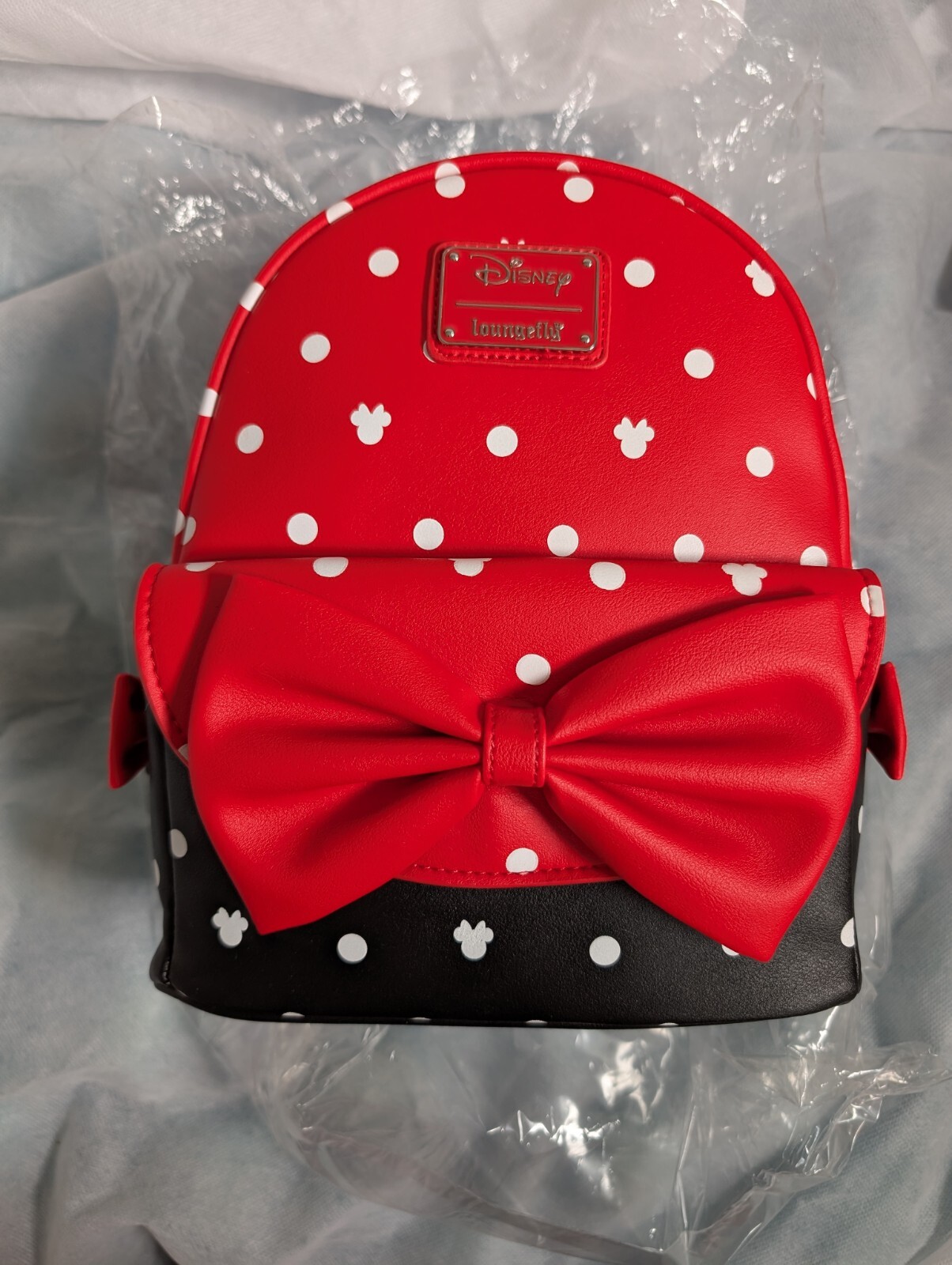 Loungefly Disney Parks Minnie Mouse Red Black White Dot Bow Mini Backpack