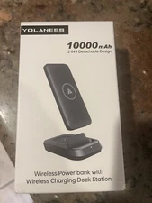 New - YOLANESS 10000mAh Power Bank, Wireless Charging Station, 3 in 1 Power Bank