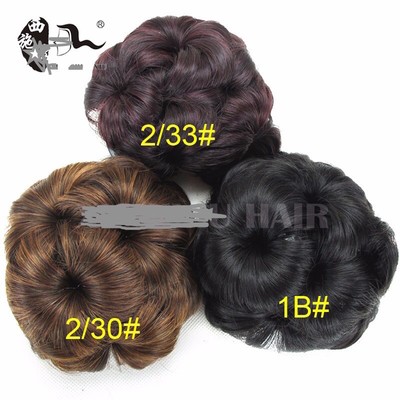 New Clip In Human Hair Burger Bun Scrunchies Chignon Ponytail Hair