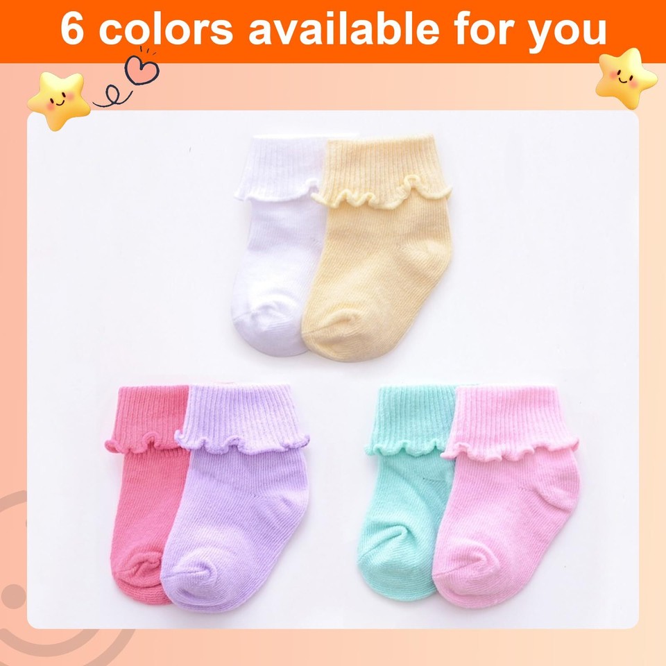 12 Pairs Preemie Socks Baby Girls Boys Premature Ruffle Socks Preemie