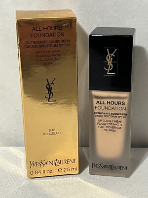 YSL All Hours Full Coverage Matte Foundation SPF20 B10 Porcelain exp 4/19