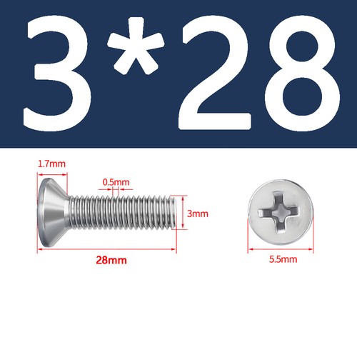 M3 M4 M5 A2 Stainless Steel Phillips Countersunk Flat Head Screw Long 4mm-100mm - Picture 27 of 84