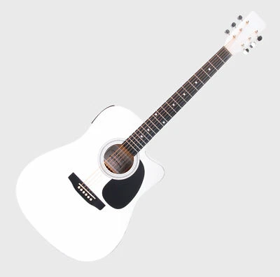 Guitare Acoustique Dreadnought Folk Pickup Tuner 3-Band EQ LCD Display Blanc - Photo 1/4