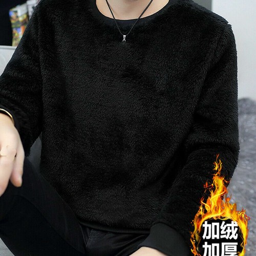 Men Comfy Top Faux Fur Sweatshirt 