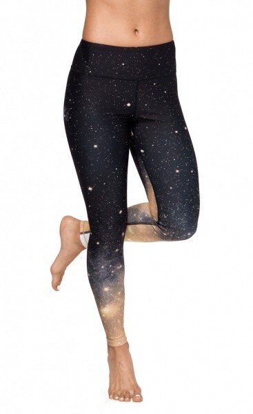 Manduka Shooting Star Print Legging Pants S Four- Way Stretch Pull On Pocket