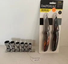 Snap On Tools 206AFSA 3/8Dr 6Pt SAE Shallow Universal Socket Set FREE KNIFE #319